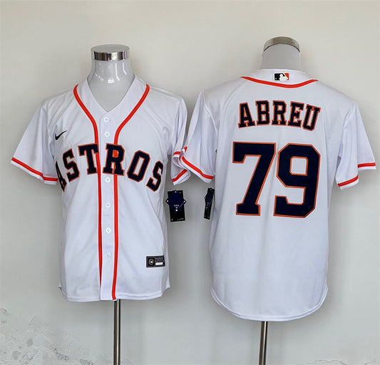 Men's Houston Astros Jose Abreu #79 White Home Replica Player Jersey1