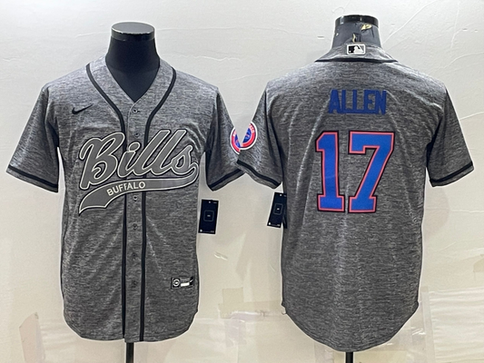 Men's Buffalo Bills Josh Allen #17 Gray Player Jersey1 Joint Edition