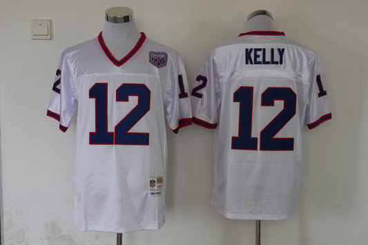 Men's Buffalo Bills Jim Kelly Mitchell & Ness White Legacy Replica Player Jersey1