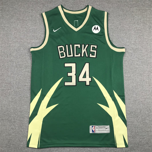 Men's Milwaukee Bucks Giannis Antetokounmpo #34 Green Swingman Jersey1