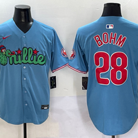 Men's Philadelphia Phillies Alec Bohm #28 Blue Player Jersey1