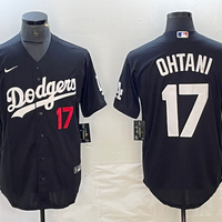 Men's Los Angeles Dodgers Shohei Ohtani #17 Black Replica Game Jersey1