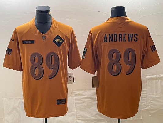 Men's Baltimore Ravens Mark Andrews #89 Brown 2023 Salute To Service Limited Jersey1