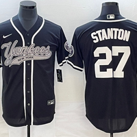 Men's New York Yankees Giancarlo Stanton #27 Black Player Jersey1 Joint Edition