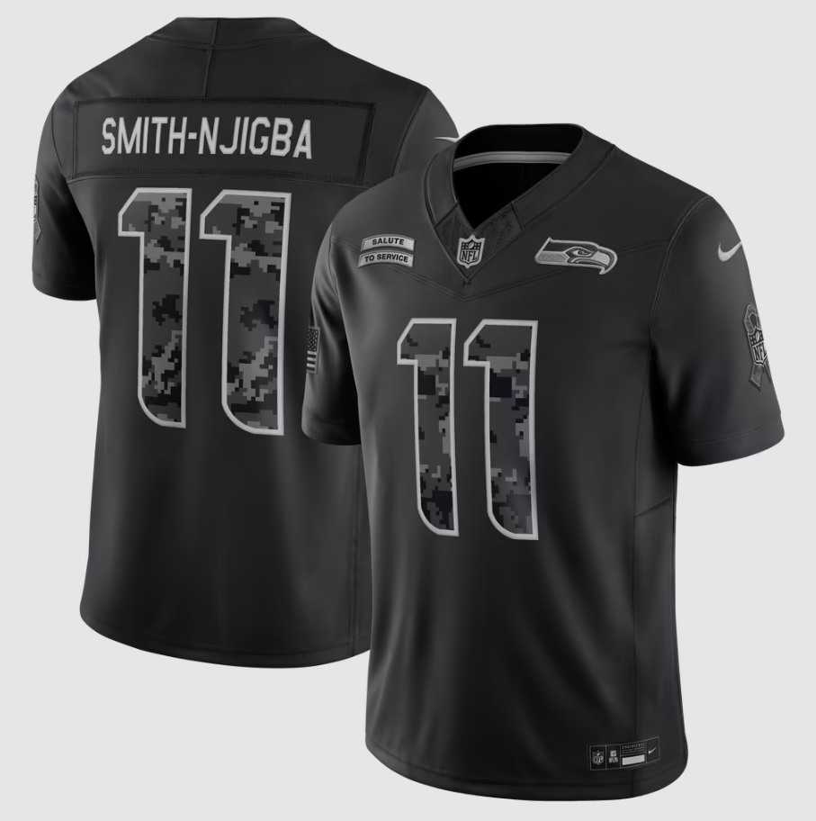 Men's Seattle Seahawks Jaxon Smith-Njigba #11 Black 2026 Salute to Service Stitched Limited Jersey