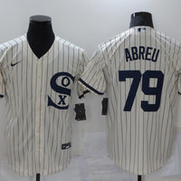 Men's Chicago White Sox Jose Abreu #79 Beige Replica Baseball Jersey1