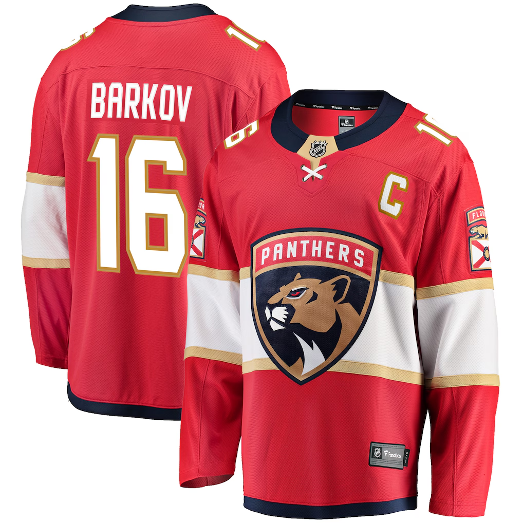 Men's Florida Panthers Aleksander Barkov #16 Fanatics Red Captain Patch Home Breakaway Jersey