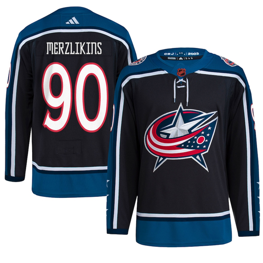 Men's Columbus Blue Jackets Elvis Merzlikins #90 Black Reverse Retro 2.0 Authentic Player Jersey1