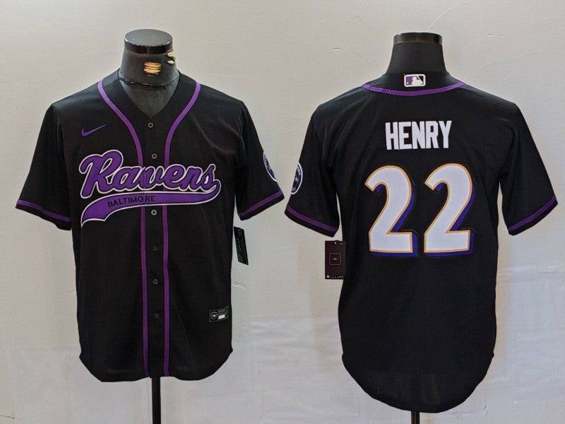 Men's Baltimore Ravens Derrick Henry #22 Black Alternate Game Jersey1