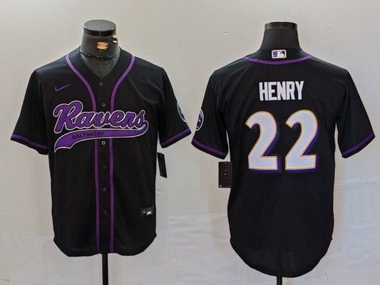 Men's Baltimore Ravens Derrick Henry #22 Black Alternate Game Jersey1