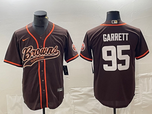 Men's Cleveland Browns Myles Garrett #95 Brown Game Jersey1 Joint Edition