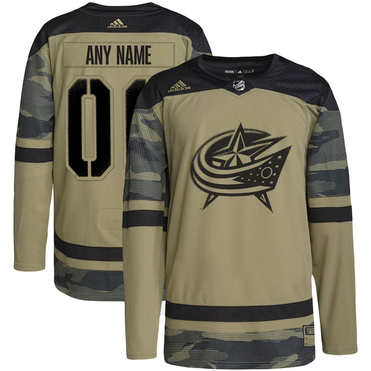Men's Columbus Blue Jackets Camo Military Appreciation Team Authentic Custom Practice Jersey1