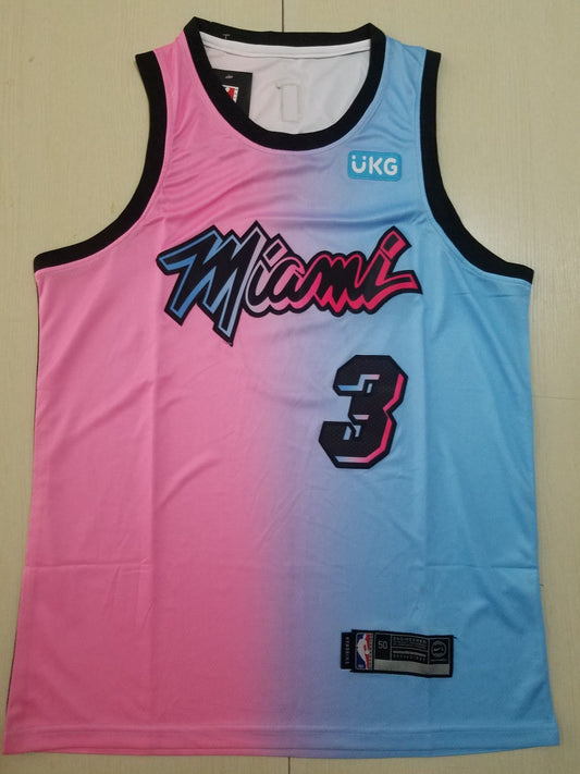 Men's Miami Heat Dwyane Wade #3 Pink/Blue Swingman Player Jersey1
