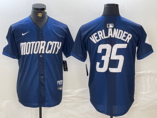 Men's Detroit Tigers Justin Verlander #35 Navy 2024 City Connect Limited Jersey1