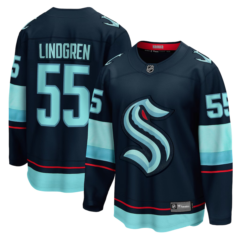 Men's Seattle Kraken Ryan Lindgren #55 Fanatics Deep Sea Blue Home Breakaway Jersey