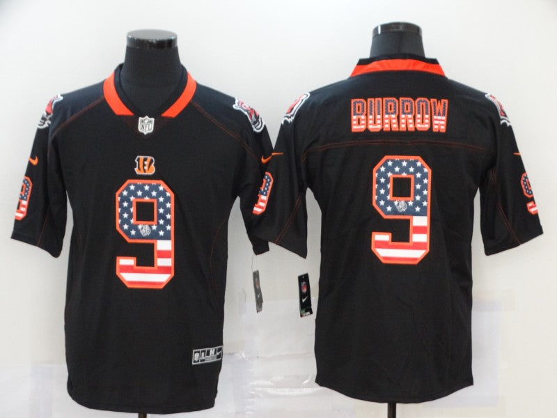 Men's Cincinnati Bengals #9 Joe Burrow Black Player Game Jersey1