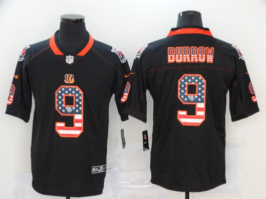 Men's Cincinnati Bengals #9 Joe Burrow Black Player Game Jersey1