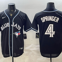 Men's Toronto Blue Jays George Springer #4 Fashion Replica Black Out Jersey