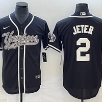 Men's New York Yankees Derek Jeter #2 Black Player Jersey1 Joint Edition