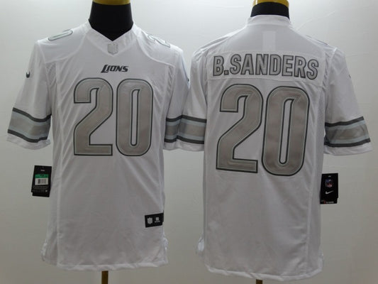 Men's Detroit Lions Barry Sanders #20 White Game Jersey1