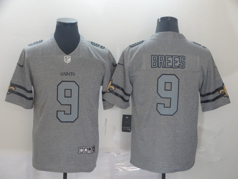 Men's New Orleans Saints Drew Brees #9 Gray Game Jersey1