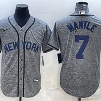 Men's New York Yankees Mickey Mantle #7 Gray Replica Player Jersey1