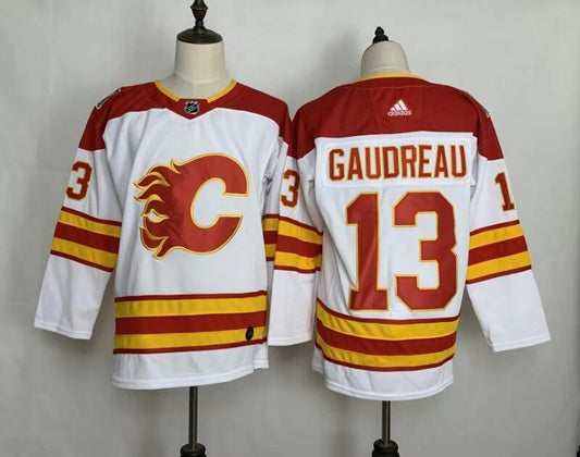 Men's Calgary Flames Johnny Gaudreau #13 White Breakaway Jersey1