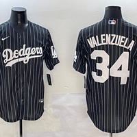 Men's Los Angeles Dodgers Fernando Valenzuela #34 Black Alternate Limited Player Jersey1