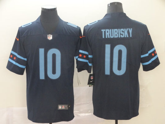Men's Chicago Bears Mitch Trubisky #10 Navy Game Jersey1 City Edition