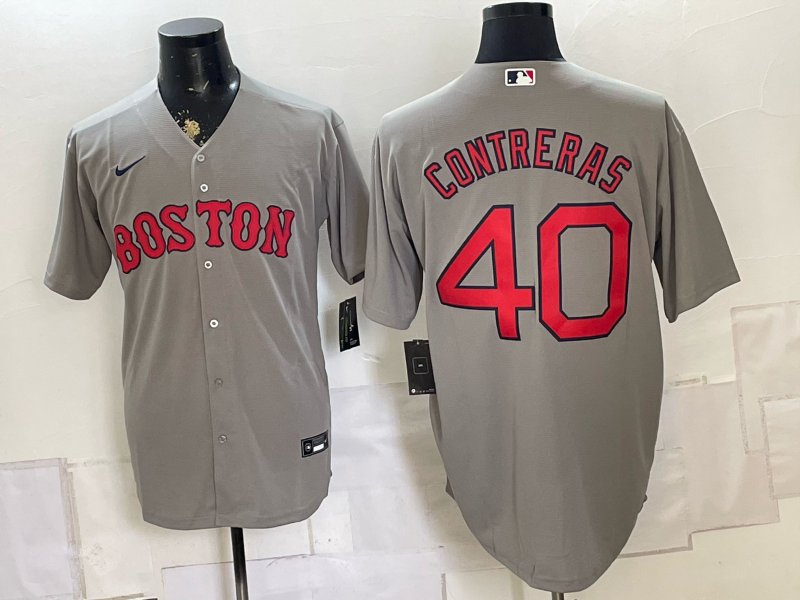 Men's Boston Red Sox Willson Contreras #40 Gray Replica Player Jersey