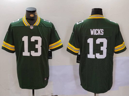 Men's Green Bay Packers Dontayvion Wicks #13 Green Game Jersey1
