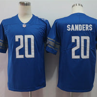 Men's Detroit Lions Barry Sanders #20 Blue Game Retired Player Jersey1