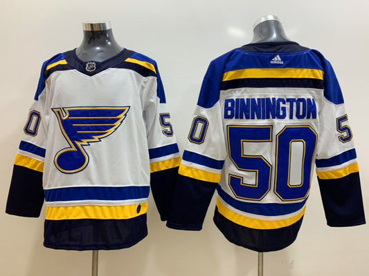 Men's St. Louis Blues Jordan Binnington #50 White Breakaway Player Jersey1