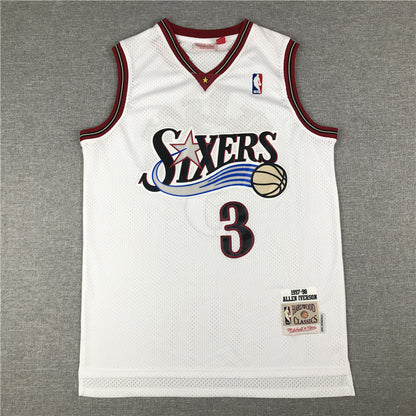 Men's Philadelphia 76ers Allen Iverson #3 White Swingman Jersey1