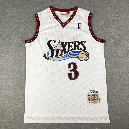 Men's Philadelphia 76ers Allen Iverson #3 White Swingman Jersey1