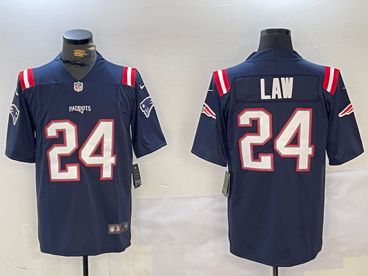 Men's New England Patriots Ty Law #24 Navy Retired Player Alternate Game Jersey1