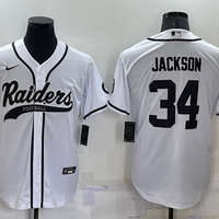 Men's Las Vegas Raiders Bo Jackson #34 White Game Jersey1 Joint Edition
