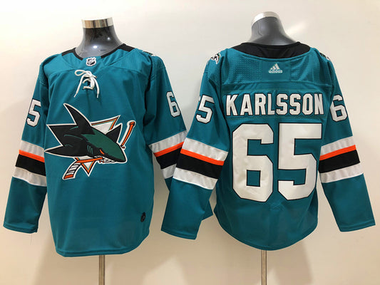 Men's San Jose Sharks Erik Karlsson #65 Teal Home Breakaway Jersey1