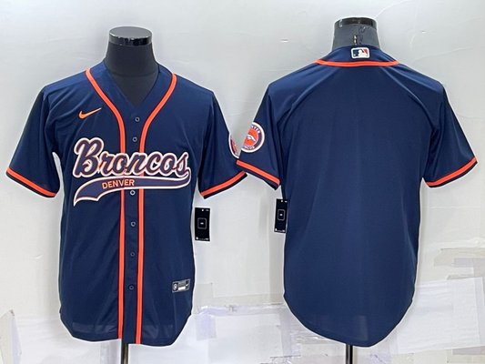 Men's Denver Broncos Navy Blank Jersey1