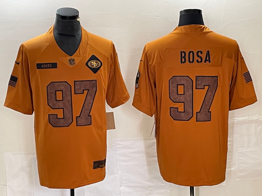 Men's San Francisco 49ers Nick Bosa #97 Brown 2023 Salute To Service Retired Player Limited Jersey1