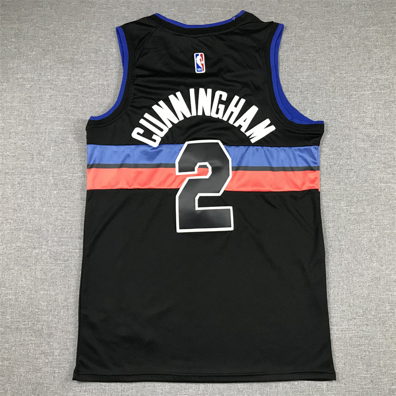 Men's Detroit Pistons Cade Cunningham #2 Black 2022/23 Fast Break Player Jersey1 - Statement Edition