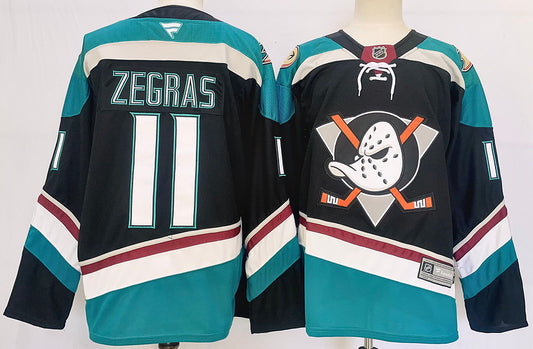 Men's Anaheim Ducks Trevor Zegras #11 Black Game Jersey1