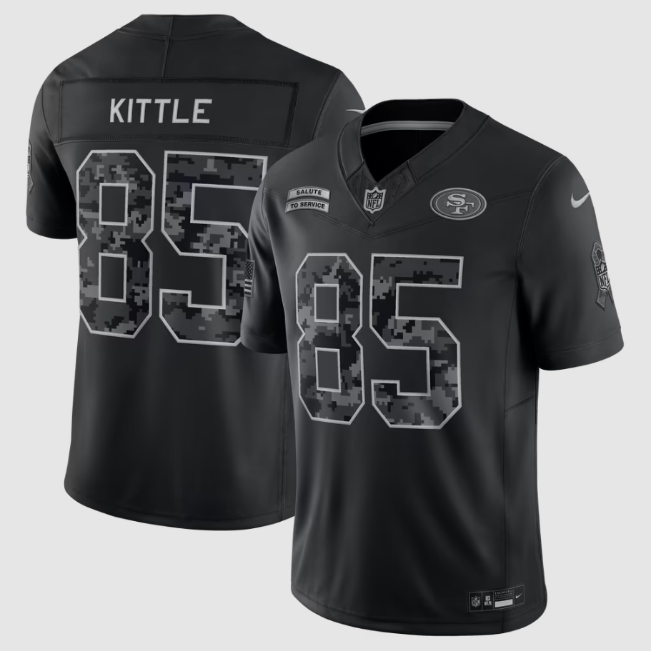 Men's San Francisco 49ers George Kittle #85 Black 2026 Salute to Service Stitched Limited Jersey