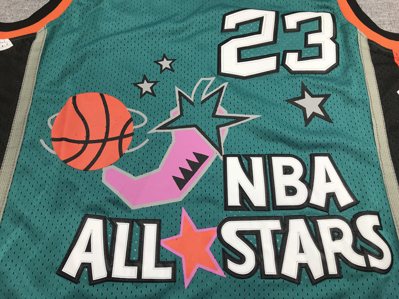 Men's 96 All Star Chicago Bulls Michael Jordan Green Hardwood Classics Swingman Jersey1