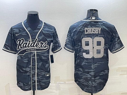 Men's Las Vegas Raiders Maxx Crosby #98 Grey Camouflage Game Jersey1 Joint Edition