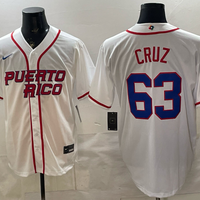 Men's Puerto Rico Baseball Fernando Cruz #63 White 2026 World Baseball Classic Stadium Jersey