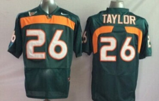 Men's Miami Hurricanes Sean Taylor #26 Green Team Football Jersey
