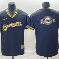 Men's Milwaukee Brewers Black Replica Team Jersey1