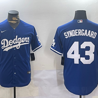 Men's Los Angeles Dodgers Noah Syndergaard #43 Blue Replica Baseball Jersey1