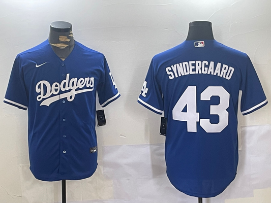 Men's Los Angeles Dodgers Noah Syndergaard #43 Blue Replica Baseball Jersey1